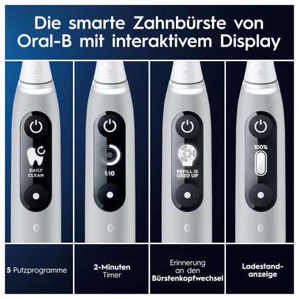Oral-B iO Series 6 Plus Sensitive Edition Electric Toothbrush, PLUS 3 brush heads, 5 brushing modes for dental care, travel case, Designed by Braun, grey opal