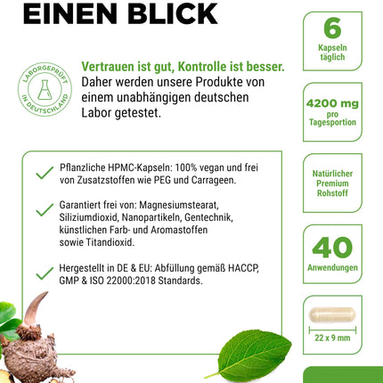 Glucomannan from Konjac Root - 240 Capsules - High Dose with 4200 mg per Daily Serving - Optimized with Chromium - Vegan