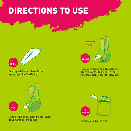 PEE BUDDY Cardboard Urinal Pee Funnel for Women, Peeing While Standing, Urination Aid for Women Antibacterial 80 Pee Funnels for Women