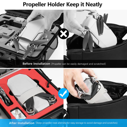 FPVtosky 8-in-1 Accessory Kit for DJI Mini 4K/Mini 2/Mini 2 SE Drone: Double-layered carrying case, tablet mount, RC-N1 strap, landing gear, propeller holder, 2 control sticks, 2 data cables, digital sticker