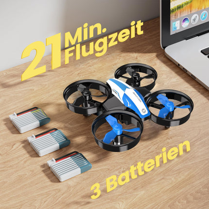 Holy Stone HS210 Mini Drone for Kids, RC Quadcopter Nano Drone with 3 Batteries, 21 Min. Long Flight Time, Auto Altitude Hold, 360° Rolling, Headless Mode, One Key Start, Indoor Gift for Beginners, Blue, C0