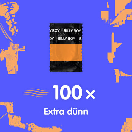 100 Billy Boy Extra Thin Condoms - Ultra-thin condoms for an even more intense sensation - Made in Germany