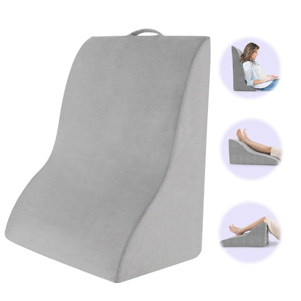 GIANTEX back cushion reading pillow sofa, wedge cushion bed multifunctional wedge cushion, vein cushion for elevating legs, leg elevation cushion with removable cover, support cushion for legs gray