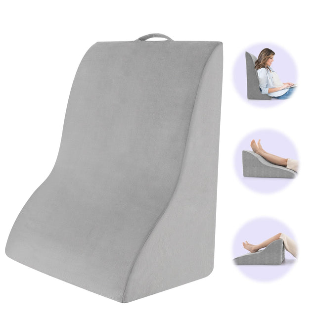 GIANTEX back cushion reading pillow sofa, wedge cushion bed multifunctional wedge cushion, vein cushion for elevating legs, leg elevation cushion with removable cover, support cushion for legs gray