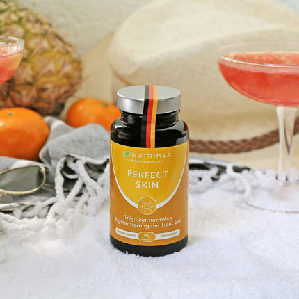 Beta Carotene SUN PLUS Tanning Capsules | 2-in-1 Natural Tan Bronzer PERFECT SKIN | Natural Tan + Skin Protection | VITAMIN AE Antioxidant Self-Tanning Capsules 100% VEGAN Tan Enhancer