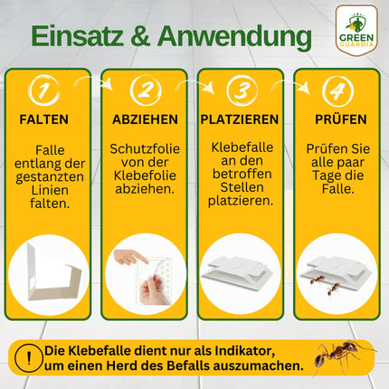 GREEN GUARDIA ant trap with special attractant – 6 traps – for discreet and environmentally friendly monitoring of ant activity. Chemical-free, odorless, and with a strong adhesive surface.