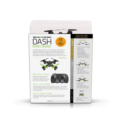 Sky Viper Dash Nano Drone Black/Green, 2 x 2 x 0.7 inches