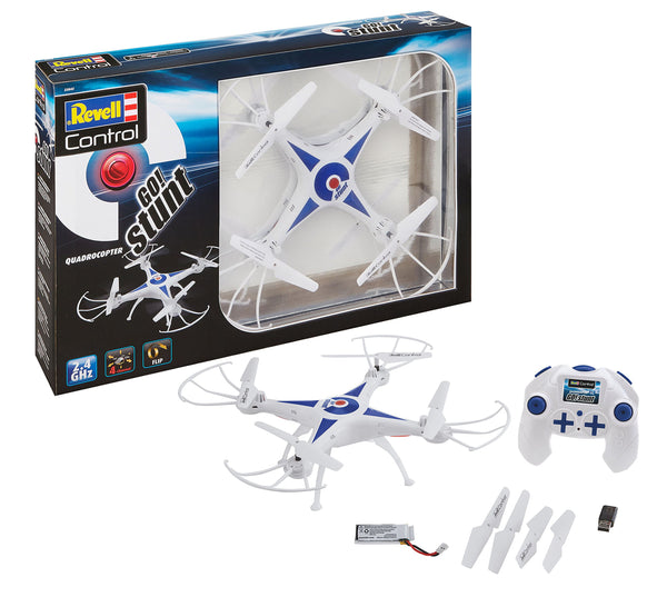 Revell Control Quadrocopter Go! Stunt, 6-axis gyro, speed levels and flip function, headless mode, large rechargeable LiPo battery, USB charger included, precise remote control