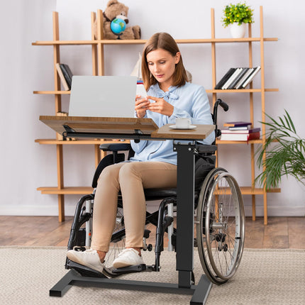 FATIVO Side Table Height Adjustable Overbed Table Foldable: 73.5-97 cm Nursing Table with Wheels Laptop Table with Tilting Desktop - Hospital Table Sofa Table for Living Room Bedroom 97x75.5x40.8 cm