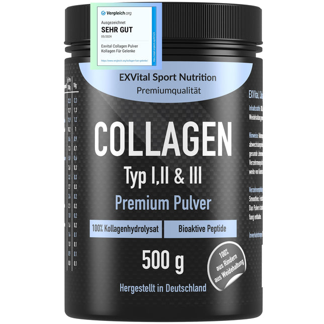 Collagen Powder 500 grams - Bioactive Collagen Hydrolysate Peptides, Protein Powder - Tasteless, Collagen Type 1, 2 &amp; 3 Lift Drink, high dosage