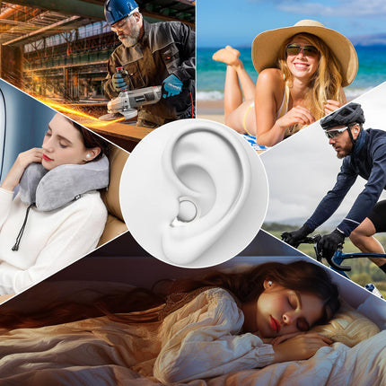 VKROBAG Earplugs for Sleeping with Single/Double Caps - 4 Pairs (S/M/L) Ear Caps, Silicone Earplugs for Noise 35dB, Reusable, Hearing Protection Earplugs for Sleep/Focus/Travel, White
