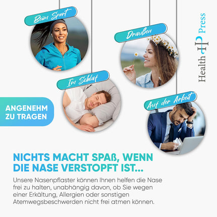 Health Press® Nasal Strips – 50 Transparent Nasal Strips – Anti-Snoring Strips for Easier Breathing During Sleep &amp; Exercise – Sleep Nasal Strips for Better Breathing – Snore Stopper – Nasal Strips