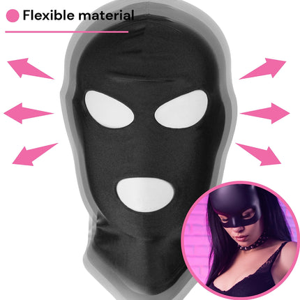 BDSM mask by FOPS 100% spandex SM mask S/M for slaves &amp; role plays stretchable up to 58 cm eyes &amp; mouth free breathable &amp; comfortable perfect for hot control &amp; stimulation games black FOPS B23-1