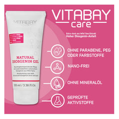 Vitabay Natural Diosgenin Cream with Yam Root 100ml - 80% Yam Root Cream &amp; 64% Diosgenin - wild Yams - vegan &amp; organic