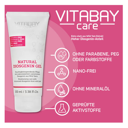 Vitabay Natural Diosgenin Cream with Yam Root 100ml - 80% Yam Root Cream &amp; 64% Diosgenin - wild Yams - vegan &amp; organic