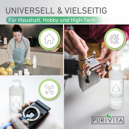 PURIVITA® Isopropanol 99.9% [500ML] - Cleaning Alcohol Isopropanol - Pure Alcohol for Household &amp; Industrial Cleaning - Isopropyl Alcohol - Disinfectant Pure Alcohol - Ethyl Alcohol