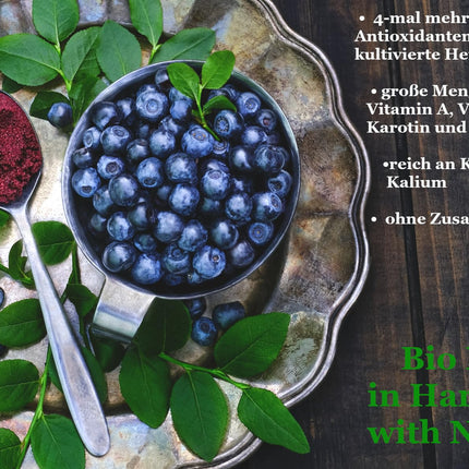 Wild Blueberry Powder 200 g I Organic I 100% Natural I 100% from wild blueberries I Fruit powder without sugar I Natural
