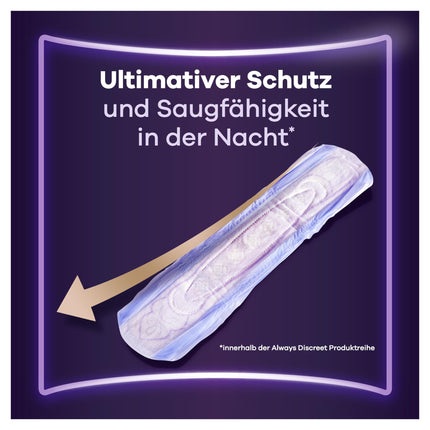 Always Discreet Incontinence Pads Ultimate Night Monthly Pack for Bladder Weakness, 48 ​​Pads (4 Packs x 12)