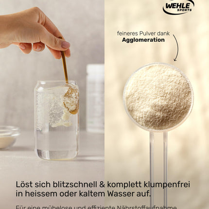 Collagen Powder 1 KG - Bioactive Collagen Hydrolysate Peptides, Protein Powder, Tasteless, Wehle Sports Made in Germany Collagen Type 1, 2 &amp; 3 Lift Drink 1000g