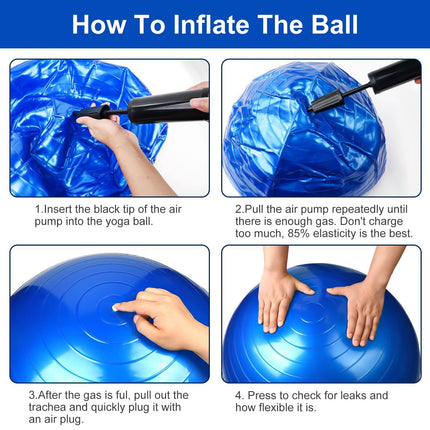 flintronic Exercise Ball, 65 cm Ultra-Thick Anti-Explosion Yoga Ball with Inflatable Foot Pump, Robust Maximum Load Fitness Ball for Sports Fitness, Yoga, Pilates