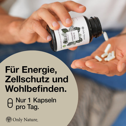 Only Nature® R Alpha Lipoic Acid 300mg - high dosage - 120 laboratory-tested capsules - vegan - no additives - produced in Germany - R-Alpha Lipoic Acid