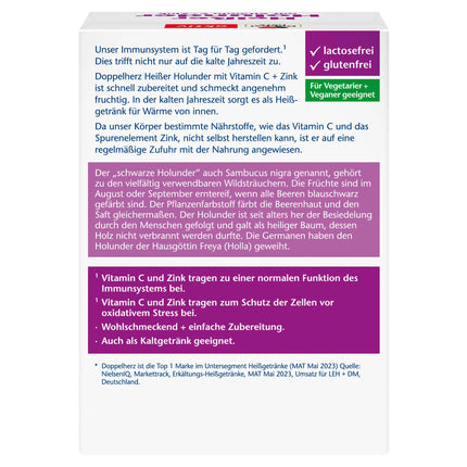 Doppelherz Hot Elderberry - Vitamin C and Zinc to support the normal function of the immune system - hot and cold - vegan - 10 Sachets