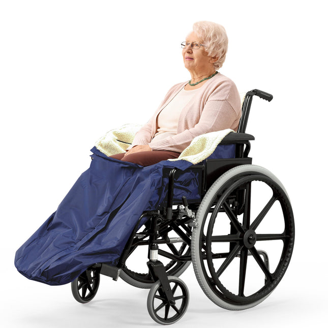 Bramble Fleece Lined Wheelchair Blanket (Dark Blue), Wheelchair Blanket with Inner Pocket - Robust, Waterproof &amp; Weatherproof