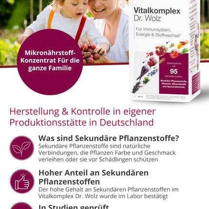 Dr. Wolz Vital Complex 500ml - Micronutrient complex with 95 ingredients - Vitamins, minerals, trace elements &amp; secondary plant substances - Vita Juice Concentrate for the immune system - vegan