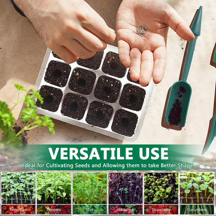 ZQEJEFD Mini Greenhouse Propagation, 5 Pack Indoor Greenhouse Propagation Box with Light, Greenhouse Propagation Tray with High Lid, Full Spectrum Grow Lights, 10 Labels, 2 Tools, 1 Pair of Gloves