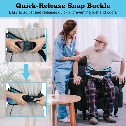 supregear walking belt - non-slip transfer aid with 7 handles and quick release, ideal for the care of elderly people, Aqua