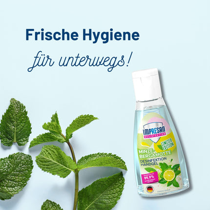 IMPRESAN Disinfectant Hand Gel Mint-Bergamot Limited Edition | Hand disinfectant in a practical travel size | 55 ml