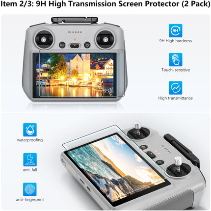 FPVtosky Mini 4 pro RC 2 Magnetic Sunshade I Joystick Protector I Screen Protector - 3 in 1 RC-2 Remote Control Accessory for DJI Mini 4 Pro/Air 3/Flip, Full Shading (RC-2 Sunshade Set)