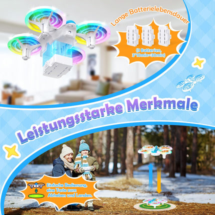 Zookao Mini Drone for Kids Toys from 6+ Years, Christmas Birthday Gifts for Children Remote Controlled RC Airplane Mini Drone for Children and Beginners Quadrocopter with LED Lights