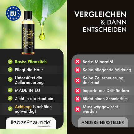 liebesfreunde® Massage Oil PREMIUM for pleasurable massages - Erotic Massage Oil, 150 ml