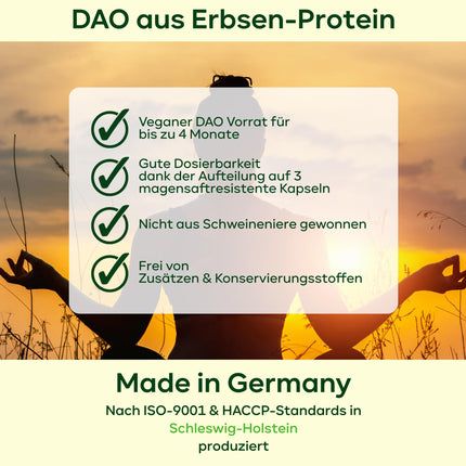 120 DAO capsules - 1,000,000 HDU per day - perfect dosage with 333,333 HDU/capsule (1 to 3 capsules/day) - DAO vegan - DAO enzyme from peas