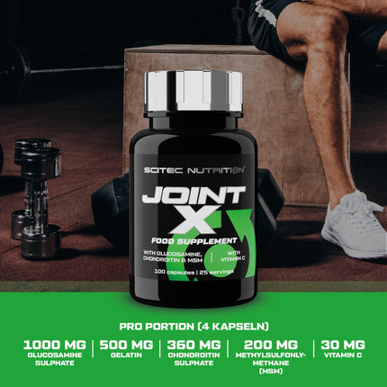 Scitec Nutrition Joint-X, dietary supplement capsules with glucosamine sulfate, gelatin, chondroitin sulfate, MSM, vitamin C, 100 capsules