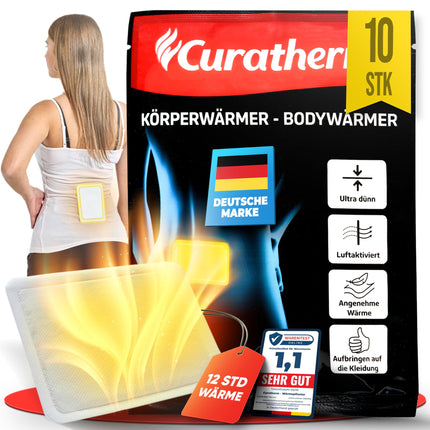 CURATHERM 10x heat patches back neck and shoulder 12 hours of pleasant deep heat back warmer body warmer body warmer self-harming air-active