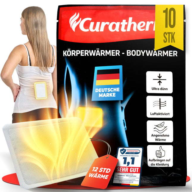 CURATHERM 10x heat patches back neck and shoulder 12 hours of pleasant deep heat back warmer body warmer body warmer self-harming air-active