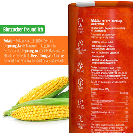 Xucker Light Erythritol 1kg can - calorie-free granulated sugar substitute as a vegan &amp; tooth-friendly sugar alternative | sugar-free 0 kcal 100% sweet