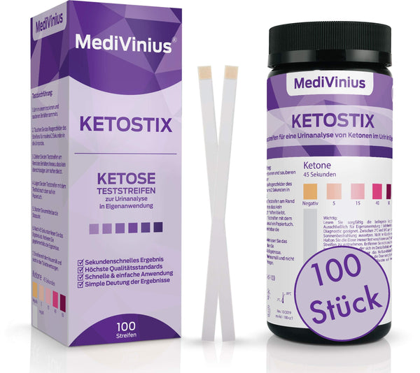 KETOSTIX® 100 pieces for instant ketosis results | Ketone test strips for effective keto nutrition and diet | Ketosticks, ketone sticks urine