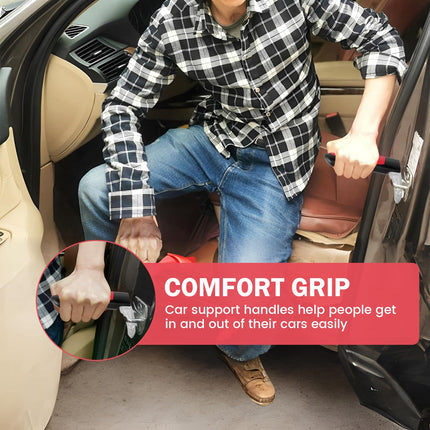 2 PCS Car Entry Aid for Seniors 180KG Load Capacity, Car Handle for Seniors with Car Safety Hammer Function, Non-Slip, Rustproof, Car Handle Car Exit Aid for All Types of Car Doors (Red)
