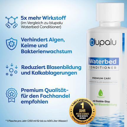 blupalu Waterbed Conditioner Premium Care – 8x 250ml – Waterbed conditioner against odors &amp; algae, care for all water mattresses &amp; systems from all well-known manufacturers