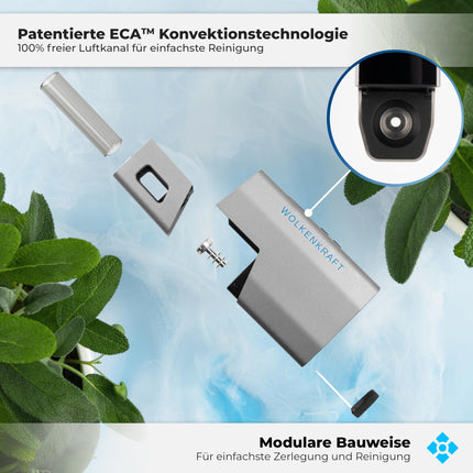 WOLKENKRAFT ÄRiS ULTRA Premium Vaporizer - USB-C | Titanium Chamber | Temperature 100-220 °C | Operating Timer 3-7 Min. | ECA Convection Technology *Gun Metal*