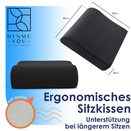 Comfortable booster seat for adults and children - tested very well [developed with physiotherapists] - dimensionally stable, 13 cm thick seat cushion - perfect booster seat for cars (black, 40 x 40 x 13 cm)