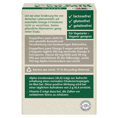 Doppelherz pure Omega-3 1075 vegan - Algae oil + linseed oil - Alpha-linolenic acid contributes to the maintenance of normal cholesterol levels - 80 capsules