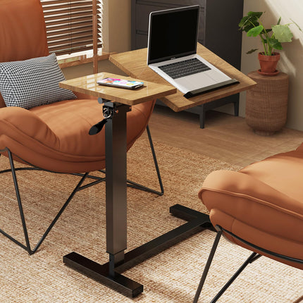 FATIVO Side Table Height Adjustable Overbed Table Foldable: 73.5-97 cm Nursing Table with Wheels Laptop Table with Tilting Desktop - Hospital Table Sofa Table for Living Room Bedroom 97x75.5x40.8 cm