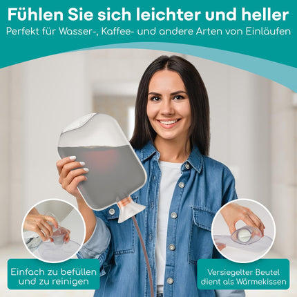 Medi Grade Enema Kit for Intimate Cleansing at Home - 2L Capacity - Enema Kit with Reusable Accessory, Instructions, Portable Bag and More - 100% Transparent
