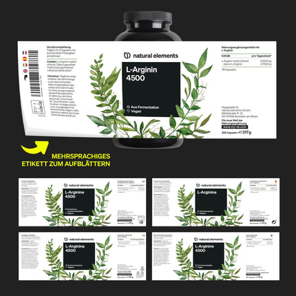 L-Arginine – 365 Capsules – High Dose: 4,500mg vegan L-Arginine HCL per daily dose (3,750mg pure L-Arginine) – high dose – made in Germany &amp; laboratory tested