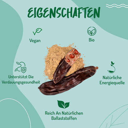 Organic Carob Powder - 500g. Naturally sweet, rich in fiber and minerals. Carob powder from the carob tree. Carob seed flour.
