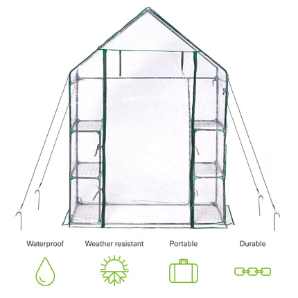 Bramble - Premium Garden Greenhouse with Ground Hooks, 6 Levels &amp; Robust Tarpaulin - Weatherproof, Stable &amp; Easy to Assemble - 195x143x73cm